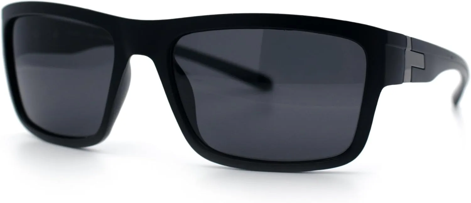 Polarized Mens Rectangle Plastic Sport Horn Rim Sunglasses