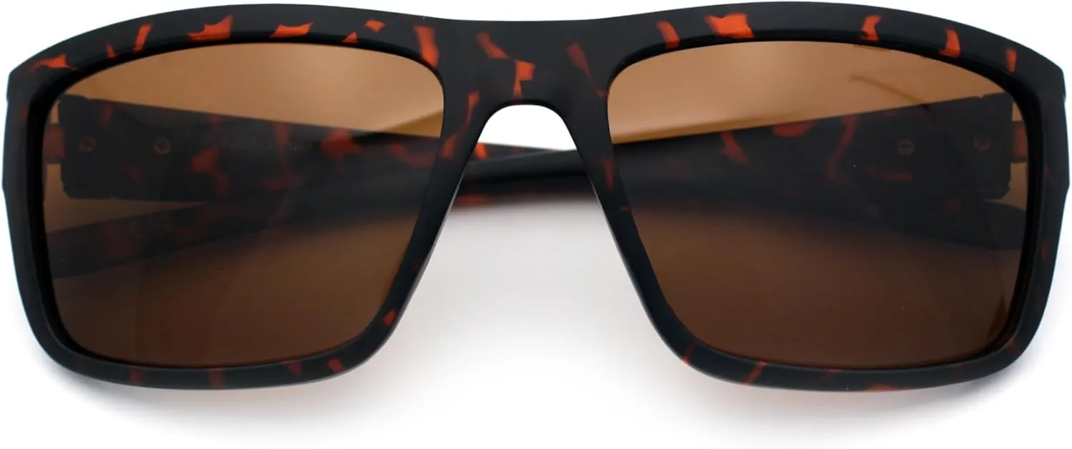 Polarized Mens Rectangle Plastic Sport Horn Rim Sunglasses