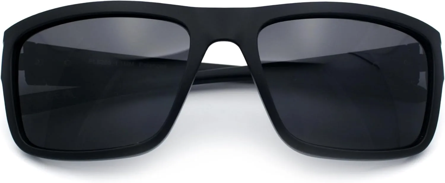 Polarized Mens Rectangle Plastic Sport Horn Rim Sunglasses