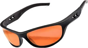 Polarized Sports Sunglasses for Men & Women – UV400 Protection Anti-Glare HD Tinted Sunglasses for Cycling, Running, Beach Days, and Outdoor Activities (Matte Black Frame Red Lens)