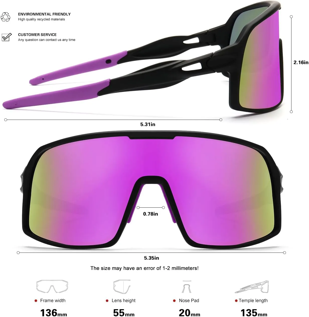 Polarized Sports Sunglasses for Men and Women Cycling Glasses UV Protection Goggles for Mountain Bike Running Fishing