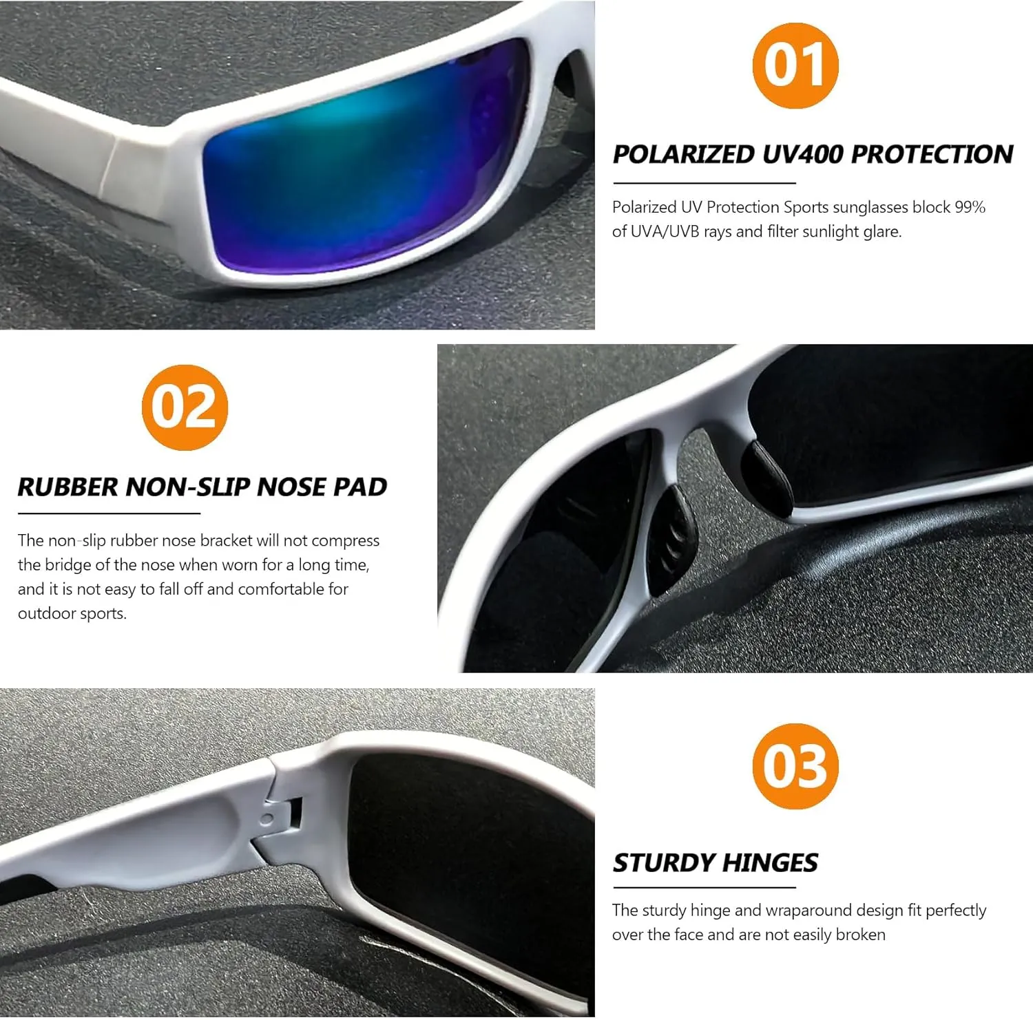 Polarized Sports Sunglasses for Men Women Unbreakable Driving Cycling Fishing Sun Glasses UV Protection