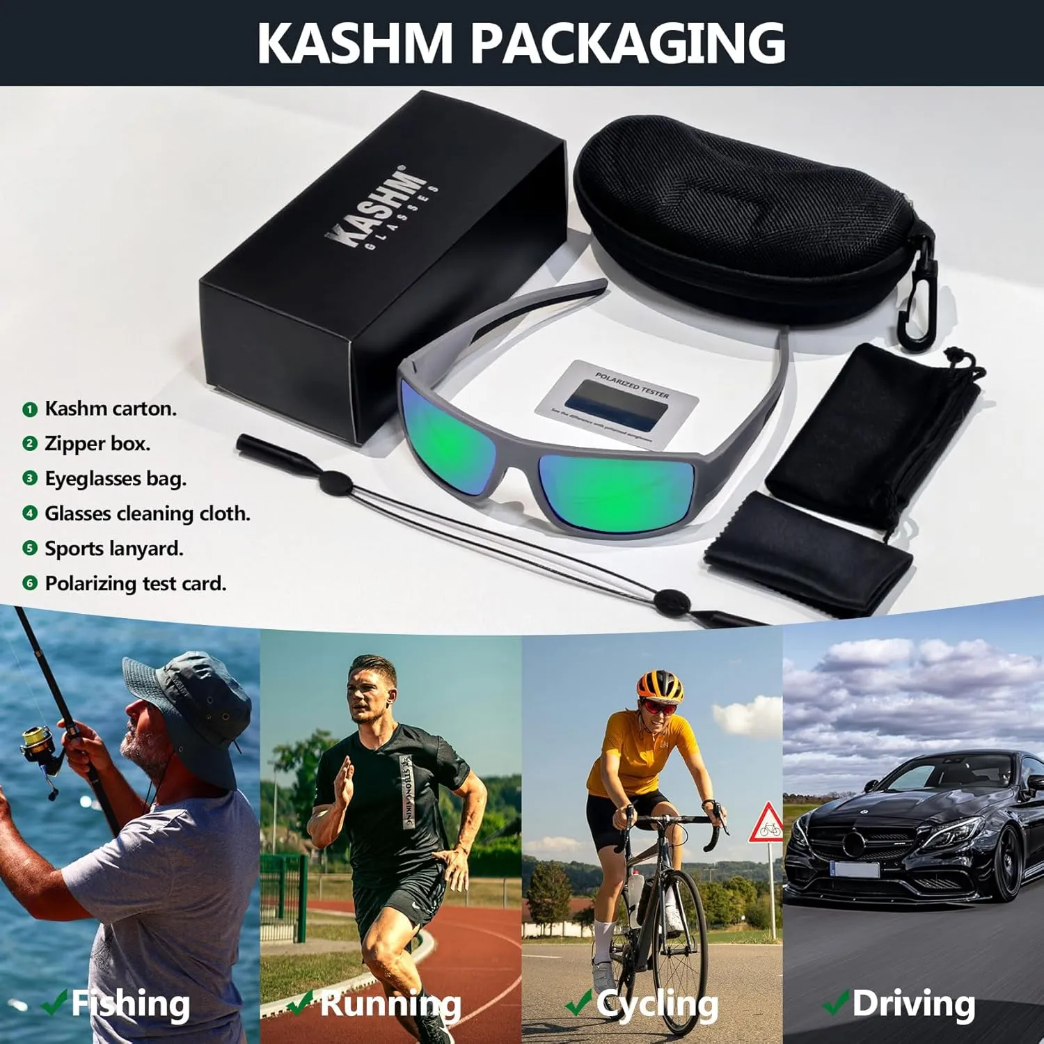 Polarized Sports Sunglasses for Men Women Unbreakable Driving Cycling Fishing Sun Glasses UV Protection