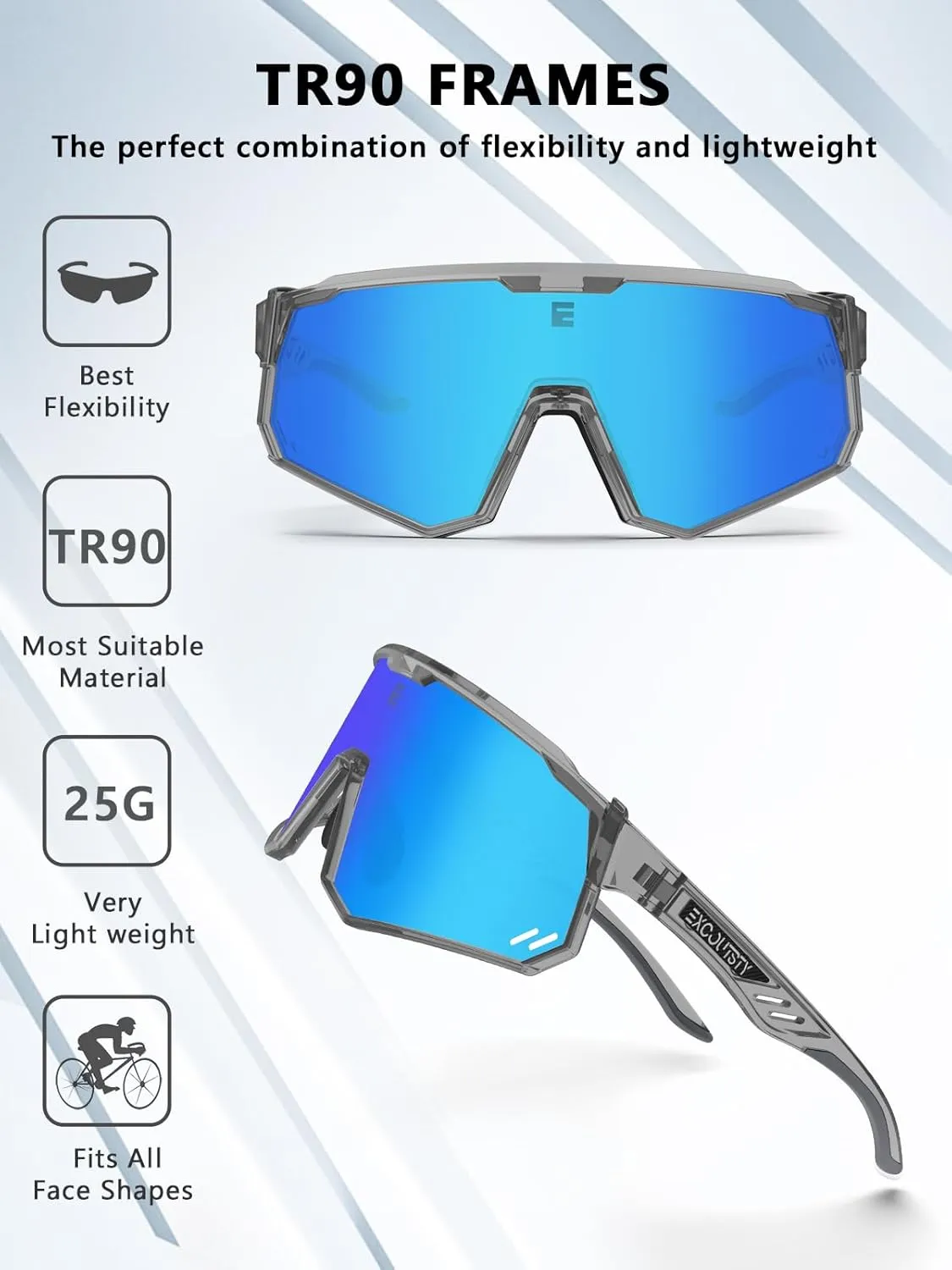 Polarized Sports Sunglasses for Men Women,UV400 Sports Windproof Cycling Sunglasses with 3 Interchangeable Lenses