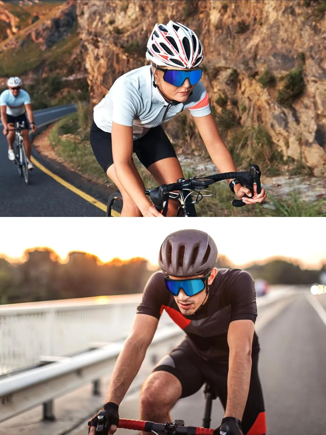 Polarized Sports Sunglasses for Men Women,UV400 Sports Windproof Cycling Sunglasses with 3 Interchangeable Lenses