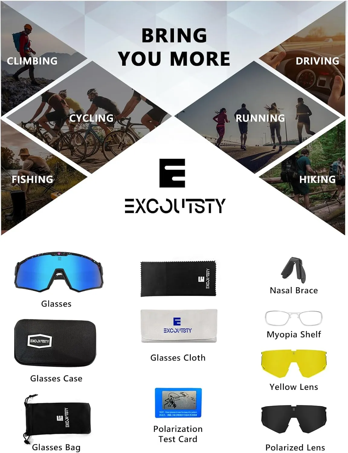 Polarized Sports Sunglasses for Men Women,UV400 Sports Windproof Cycling Sunglasses with 3 Interchangeable Lenses