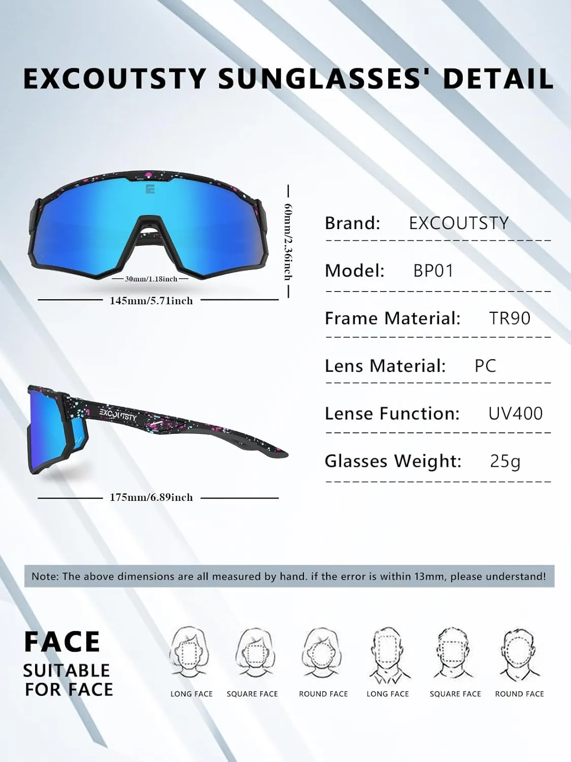 Polarized Sports Sunglasses for Men Women,UV400 Sports Windproof Cycling Sunglasses with 3 Interchangeable Lenses
