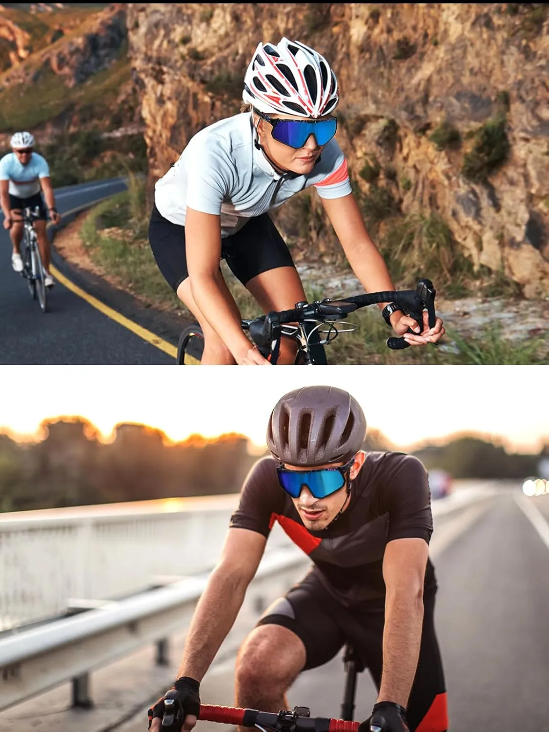 Polarized Sports Sunglasses for Men Women,UV400 Sports Windproof Cycling Sunglasses with 3 Interchangeable Lenses
