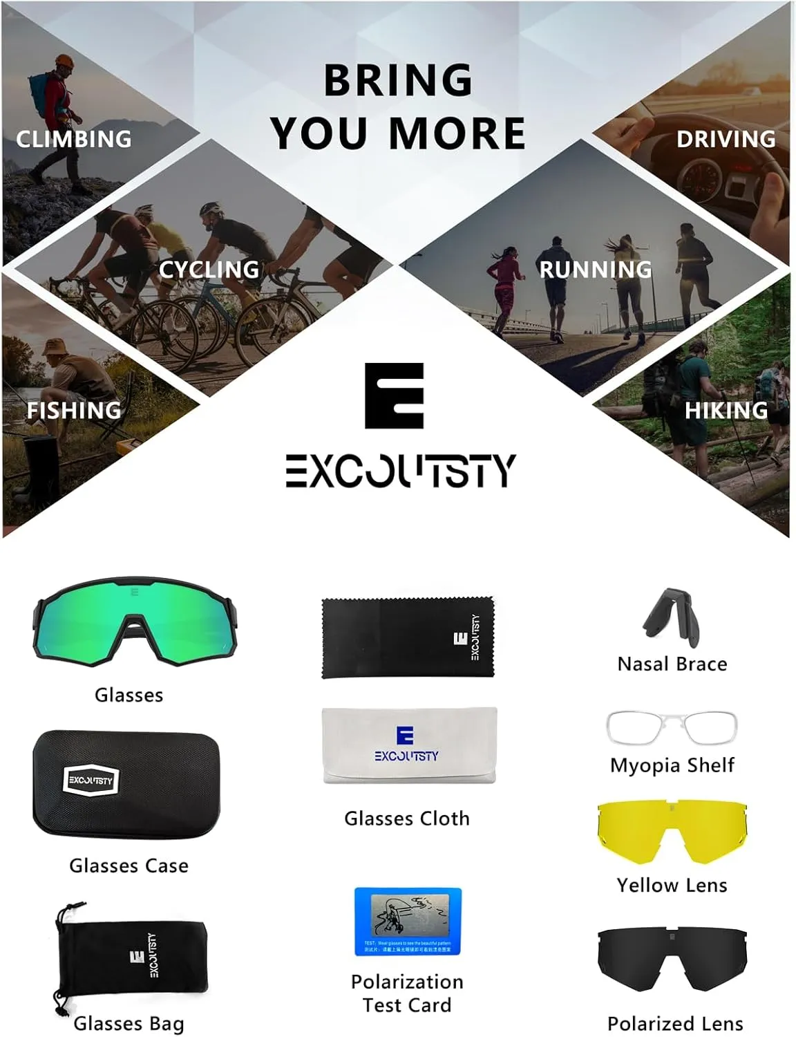 Polarized Sports Sunglasses for Men Women,UV400 Sports Windproof Cycling Sunglasses with 3 Interchangeable Lenses