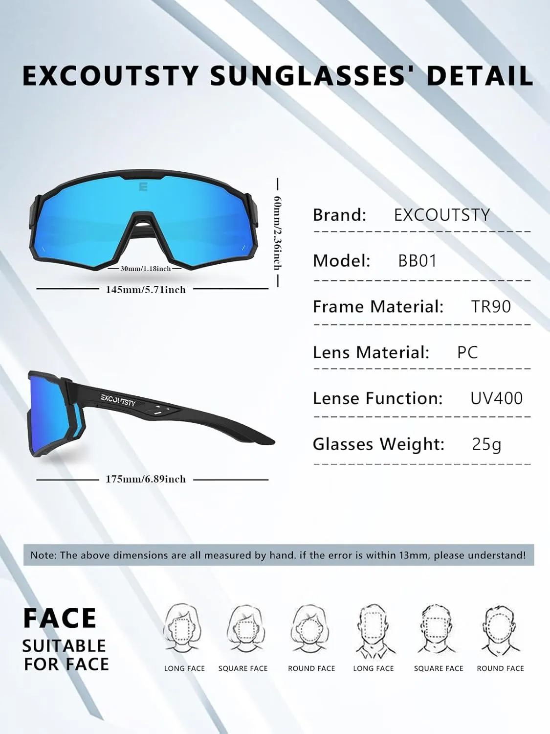 Polarized Sports Sunglasses for Men Women,UV400 Sports Windproof Cycling Sunglasses with 3 Interchangeable Lenses