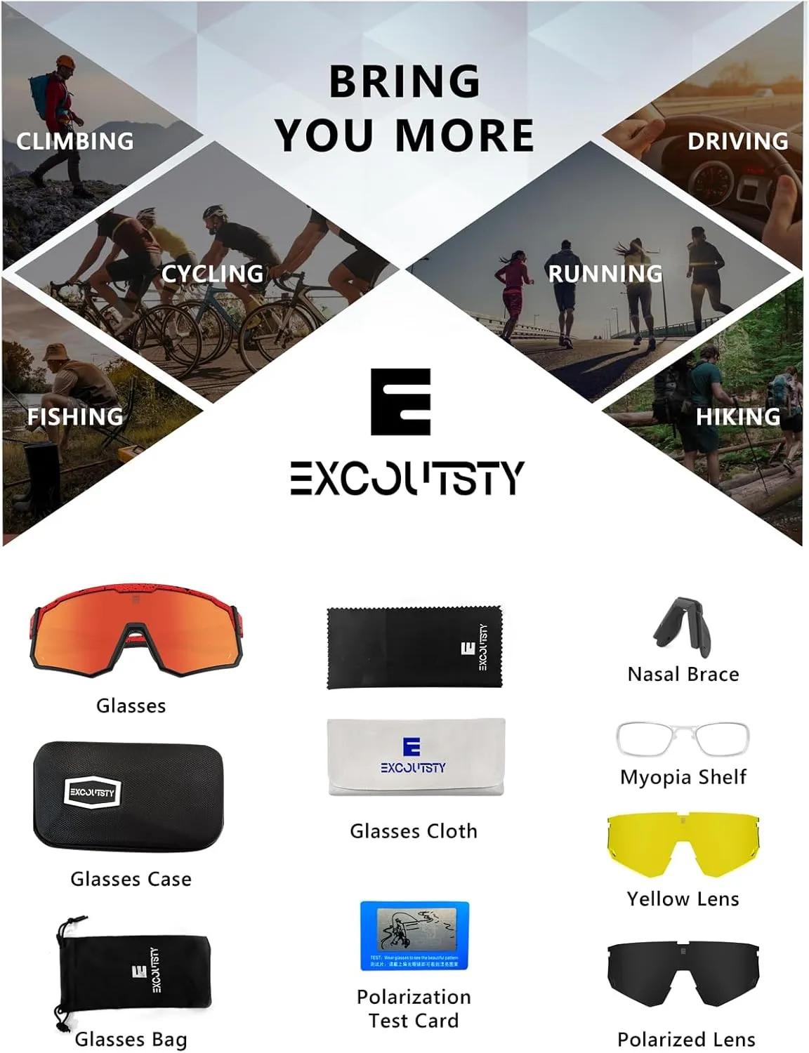 Polarized Sports Sunglasses for Men Women,UV400 Sports Windproof Cycling Sunglasses with 3 Interchangeable Lenses
