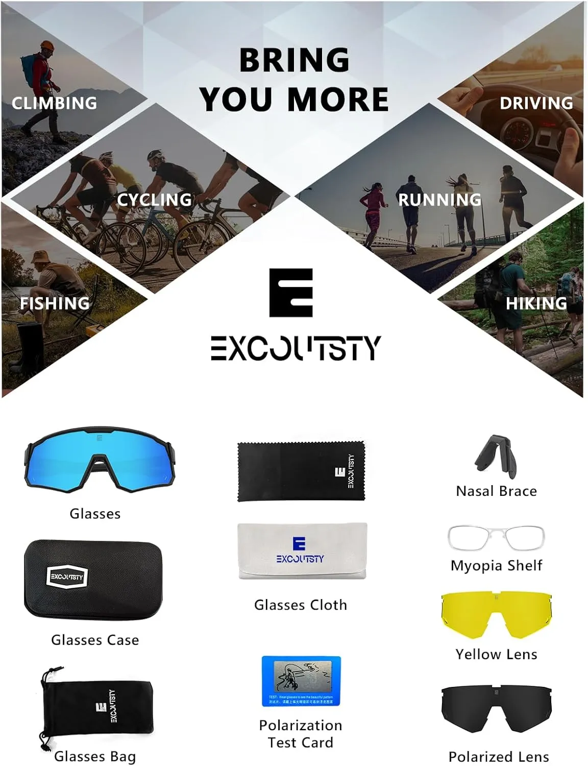 Polarized Sports Sunglasses for Men Women,UV400 Sports Windproof Cycling Sunglasses with 3 Interchangeable Lenses