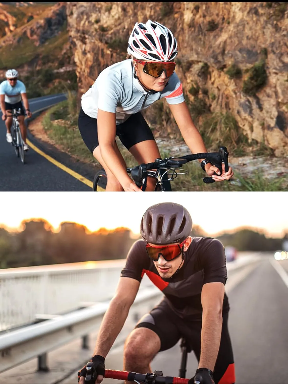 Polarized Sports Sunglasses for Men Women,UV400 Sports Windproof Cycling Sunglasses with 3 Interchangeable Lenses