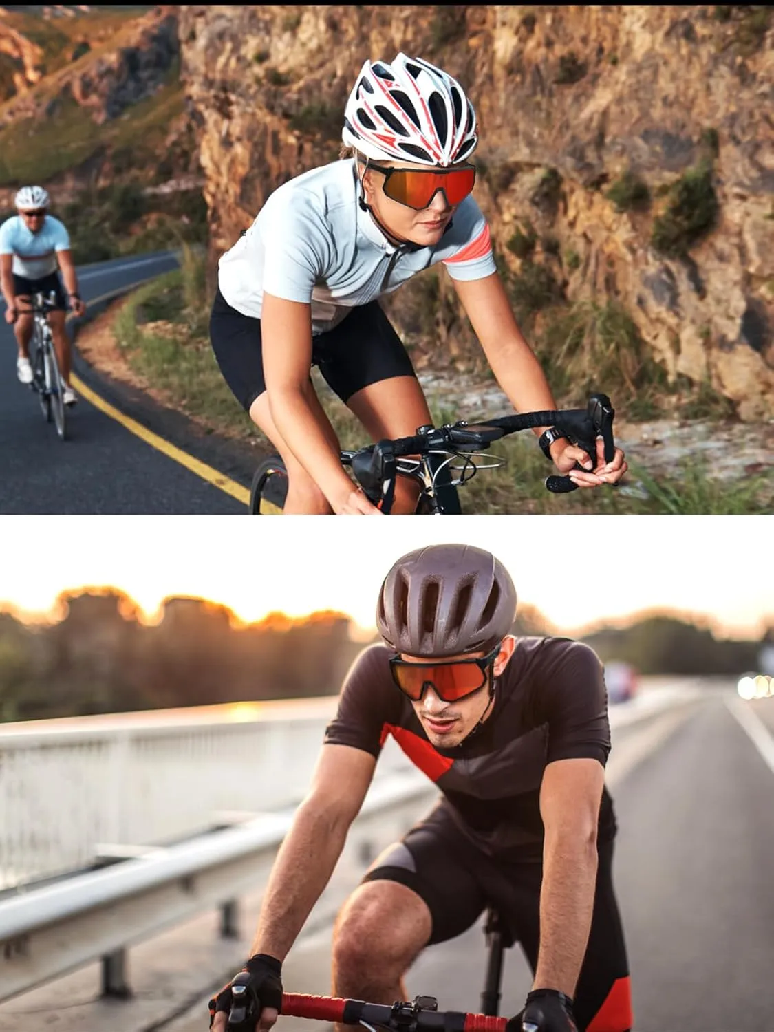 Polarized Sports Sunglasses for Men Women,UV400 Sports Windproof Cycling Sunglasses with 3 Interchangeable Lenses