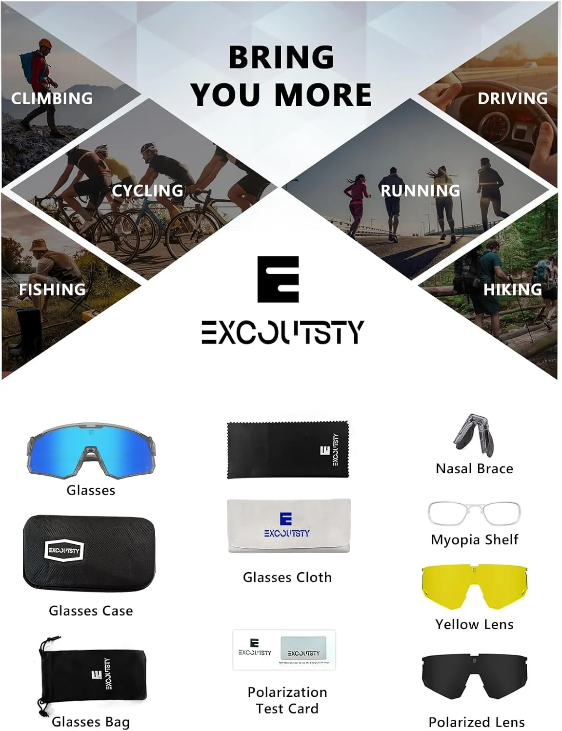 Polarized Sports Sunglasses for Men Women,UV400 Sports Windproof Cycling Sunglasses with 3 Interchangeable Lenses