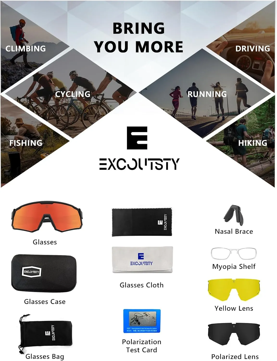 Polarized Sports Sunglasses for Men Women,UV400 Sports Windproof Cycling Sunglasses with 3 Interchangeable Lenses