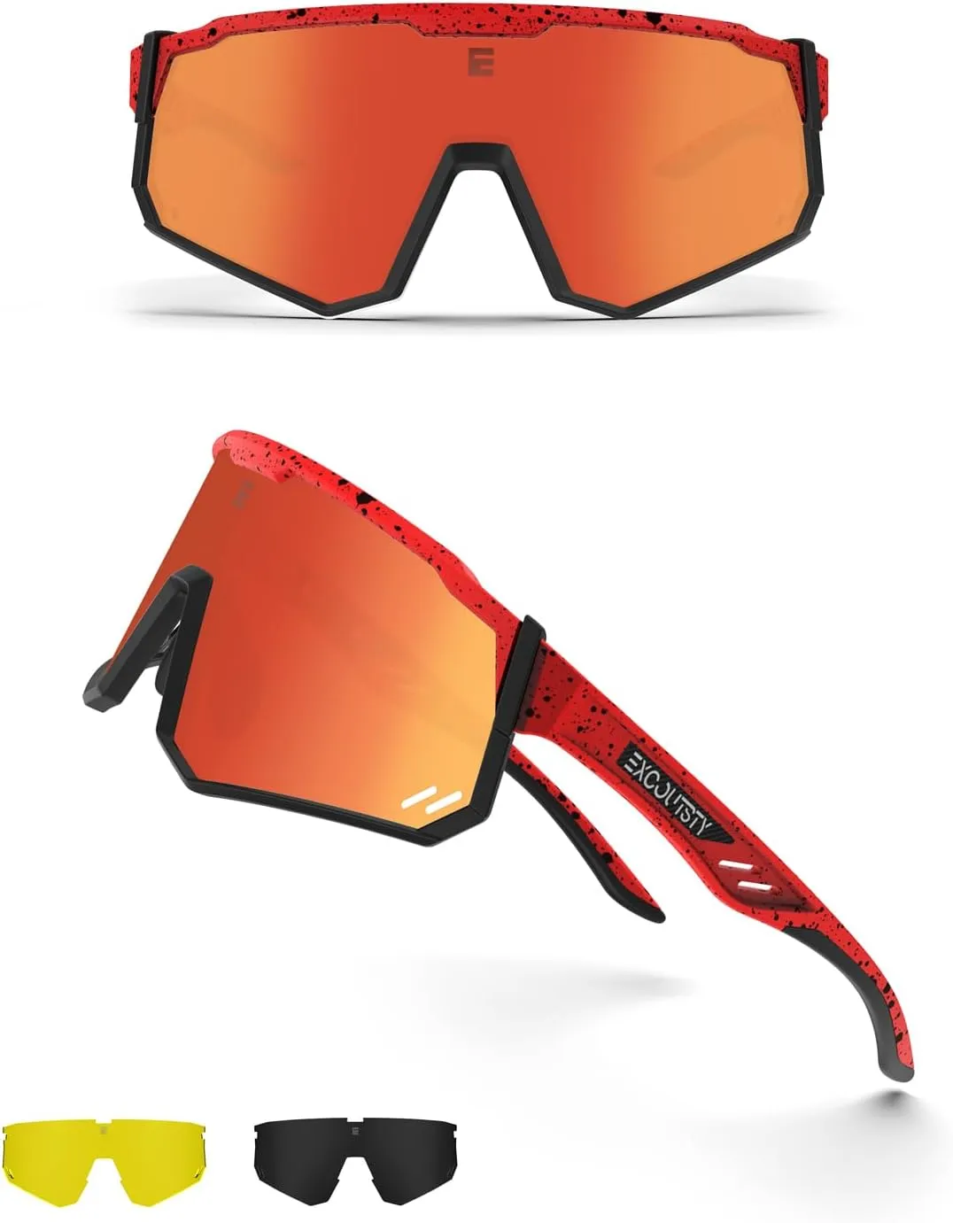 Polarized Sports Sunglasses for Men Women,UV400 Sports Windproof Cycling Sunglasses with 3 Interchangeable Lenses