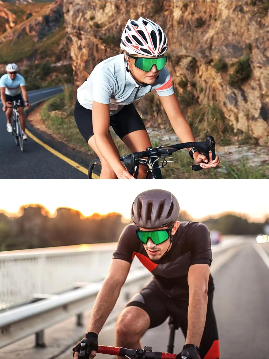 Polarized Sports Sunglasses for Men Women,UV400 Sports Windproof Cycling Sunglasses with 3 Interchangeable Lenses