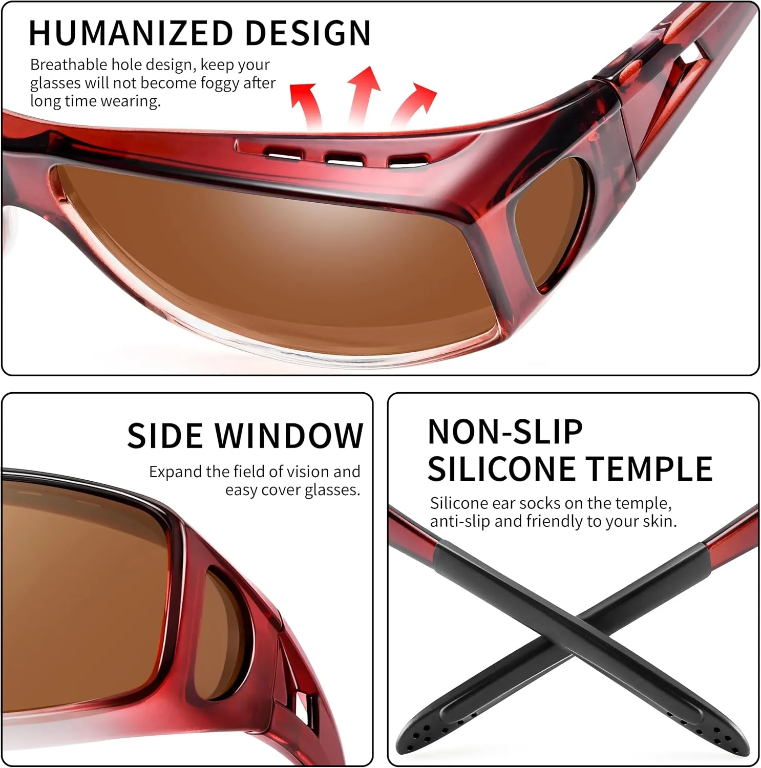 Polarized Sunglasses Fit Over Prescription Glasses for Men Women, Wrap Around Sunglasses UV400 Protection for Driving