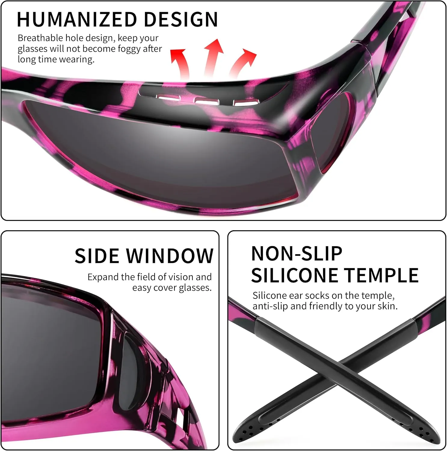 Polarized Sunglasses Fit Over Prescription Glasses for Men Women, Wrap Around Sunglasses UV400 Protection for Driving