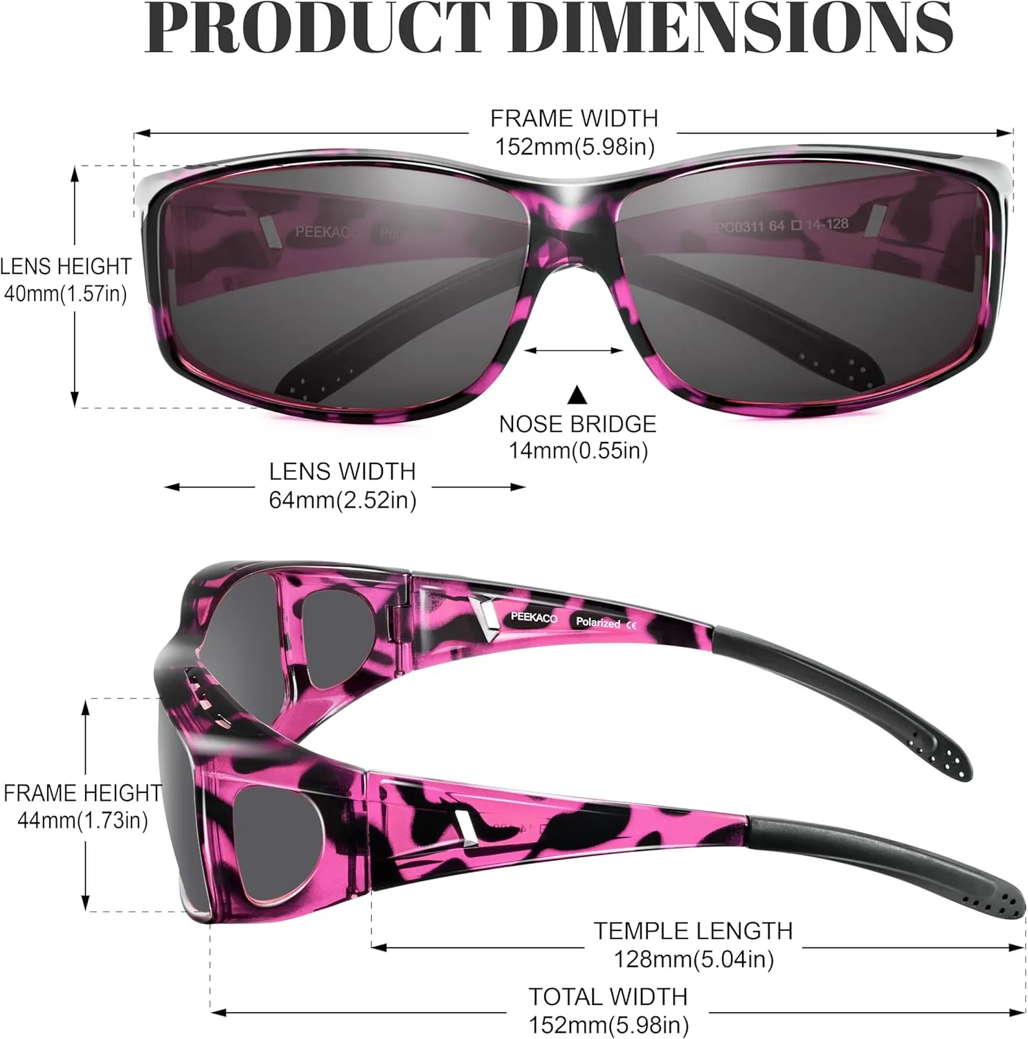 Polarized Sunglasses Fit Over Prescription Glasses for Men Women, Wrap Around Sunglasses UV400 Protection for Driving