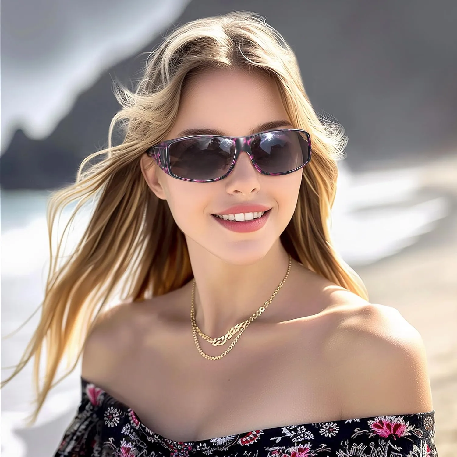 Polarized Sunglasses Fit Over Prescription Glasses for Men Women, Wrap Around Sunglasses UV400 Protection for Driving