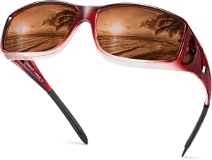 Polarized Sunglasses Fit Over Prescription Glasses for Men Women, Wrap Around Sunglasses UV400 Protection for Driving
