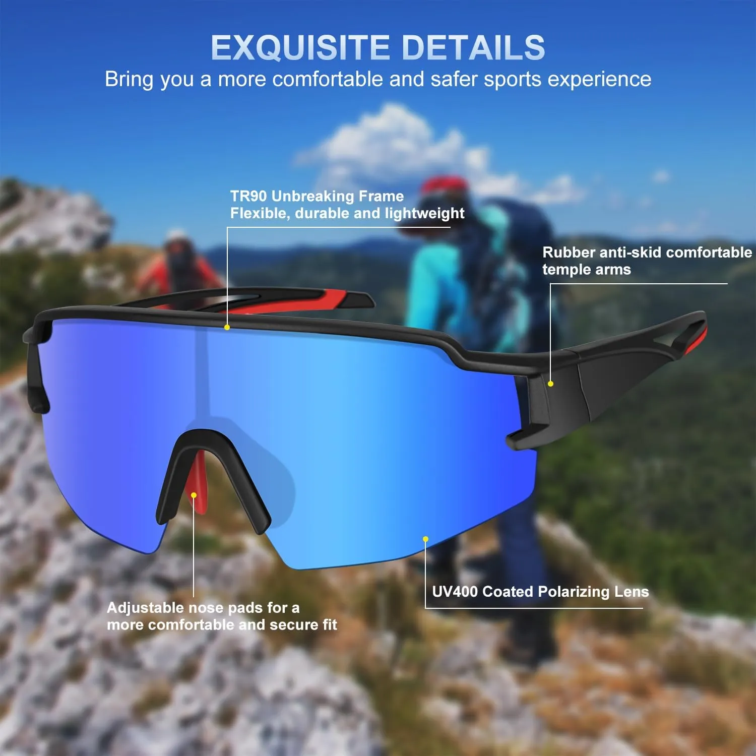 Polarized Sunglasses for Men and Women, Sports Cycling Glasses Running Biking Baseball Fishing UV400 Protection
