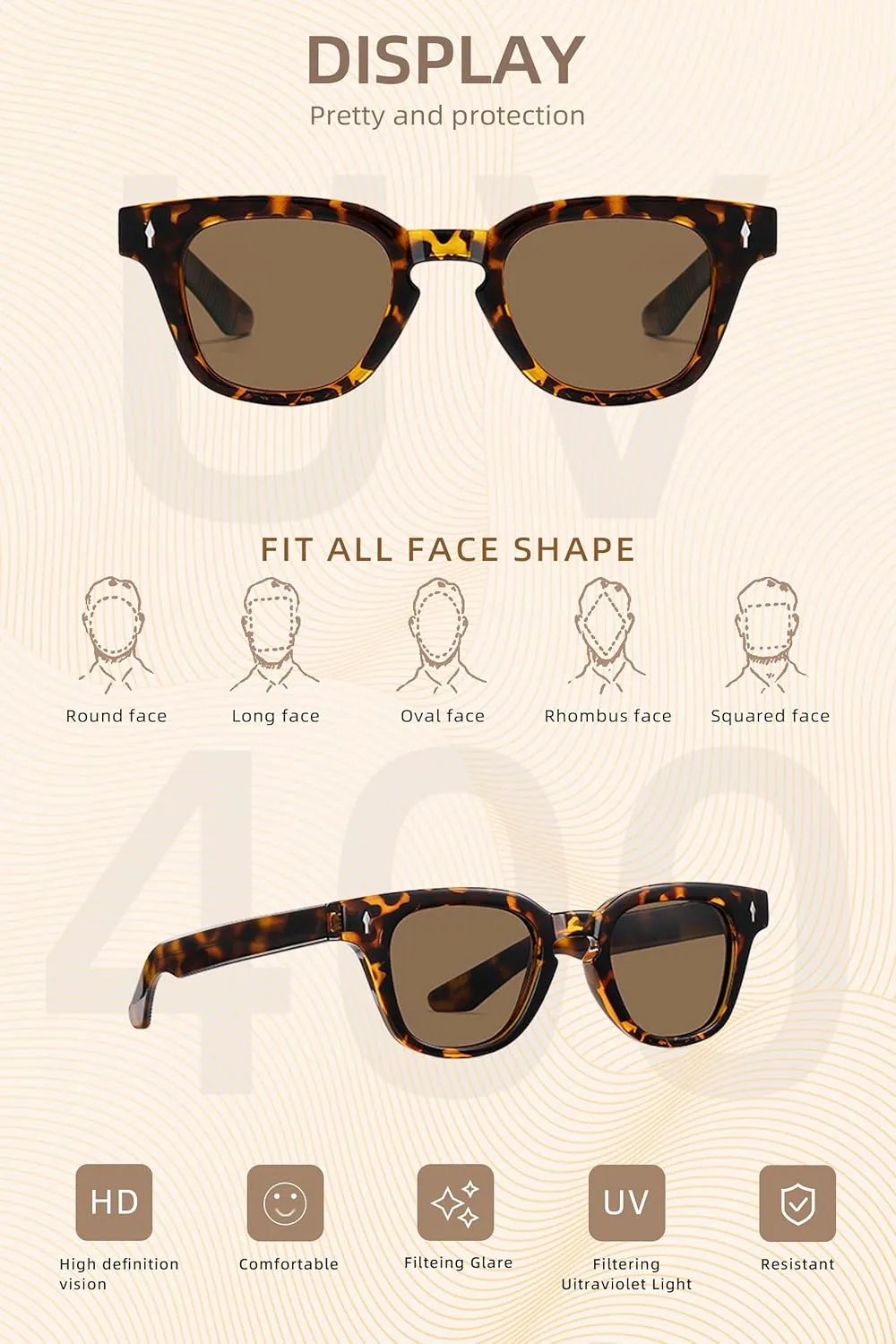 Polarized Sunglasses for Men Women Trendy Retro Shades, Large Frame Sunnies for Travelling Driving Fishing