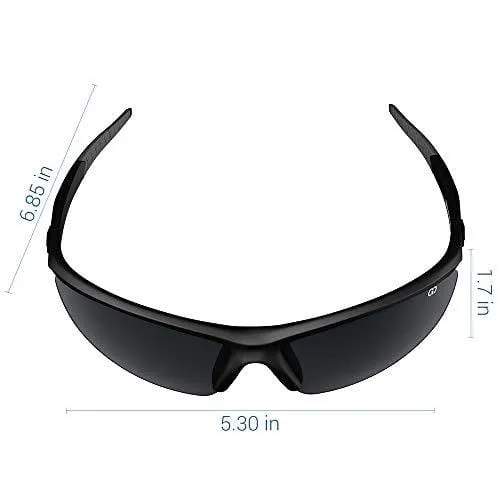 Polarized UV400 Sport Sunglasses Anti-Fog Ideal for Driving or Sports Activity (Black, Grey)