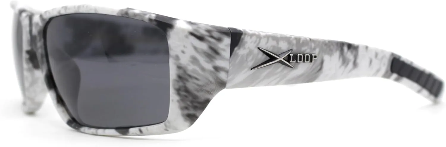 Polarized Xloop Camo Print Wrap Biker Style Sport Plastic Sunglasses