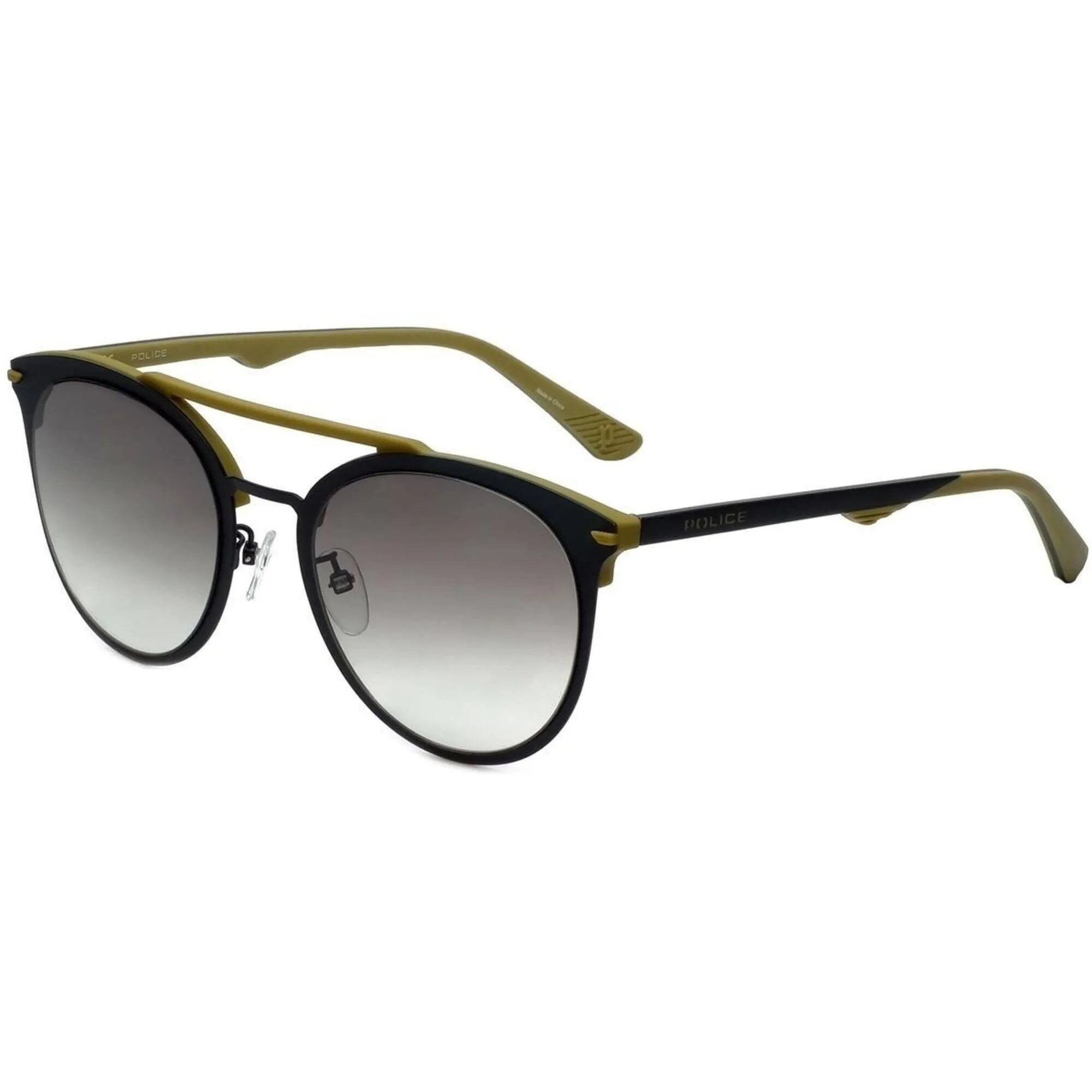 Police Unisex Sunglasses - Grey Metal Cat Eye Frame Green Lens | POLICE SPL491 0L50