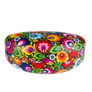 Polish Folk Art Large Hard Clamshell Sunglasses Case, Lowicz Black