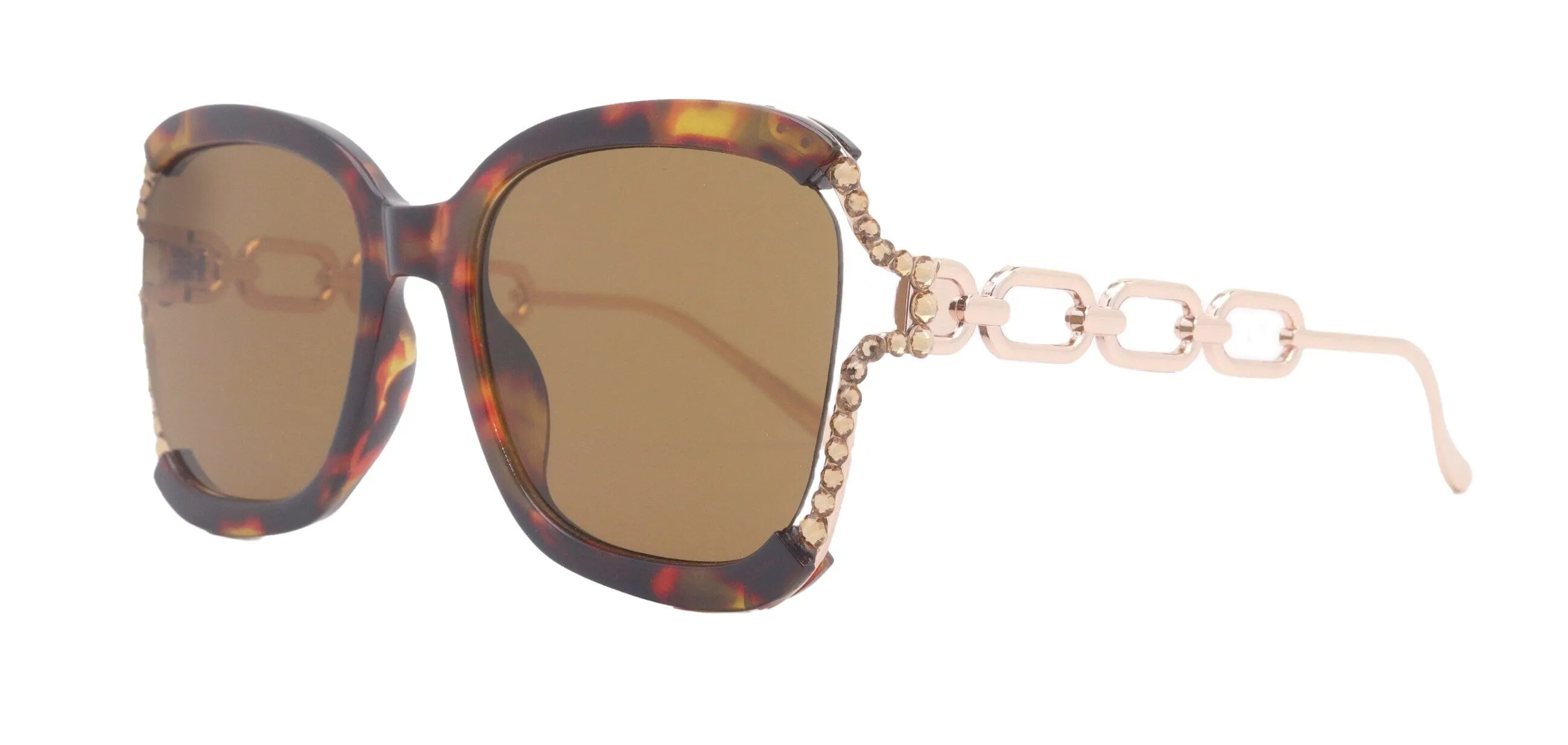 Poppy Glamorous Bling Square Women Sunglasses  W Genuine European Crystals, 100% UV Protection. NY Fifth Avenue