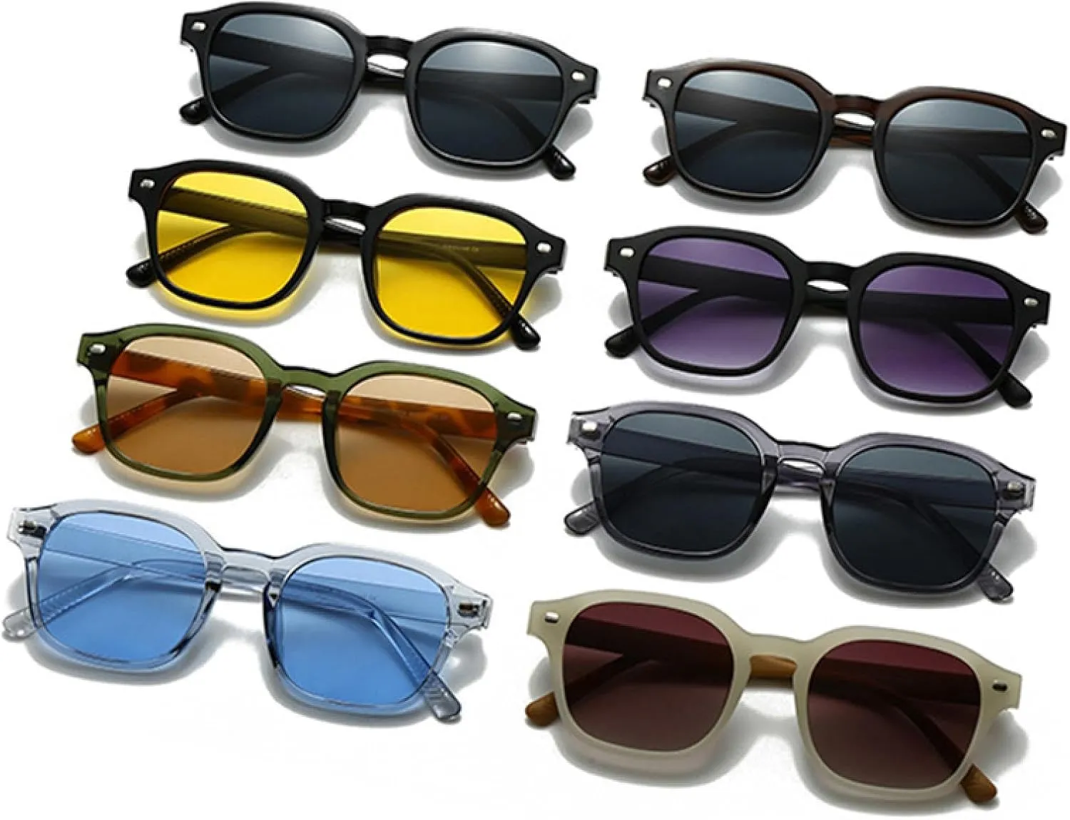 Popular Fashion Sunglasses Women Retro Rivets Yellow Blue Shades Uv400 Men Sun Glasses