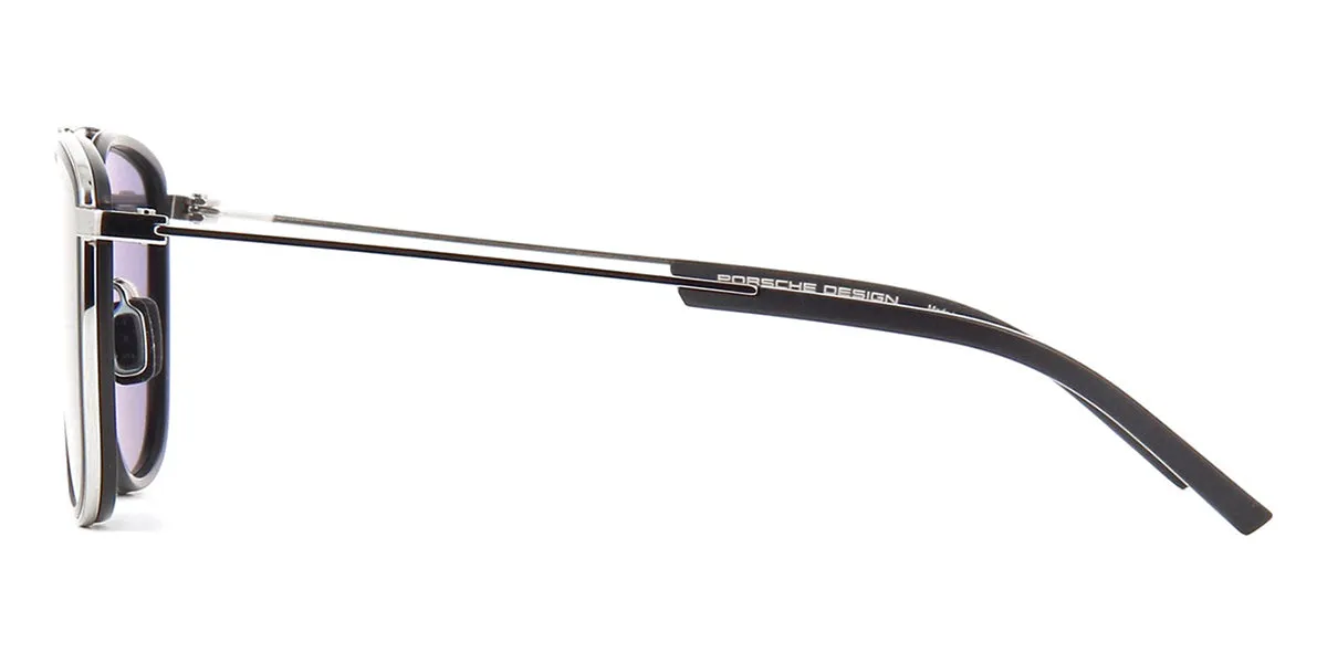 Porsche Design 8692 B Silver and Black Aviators with Grey Lenses