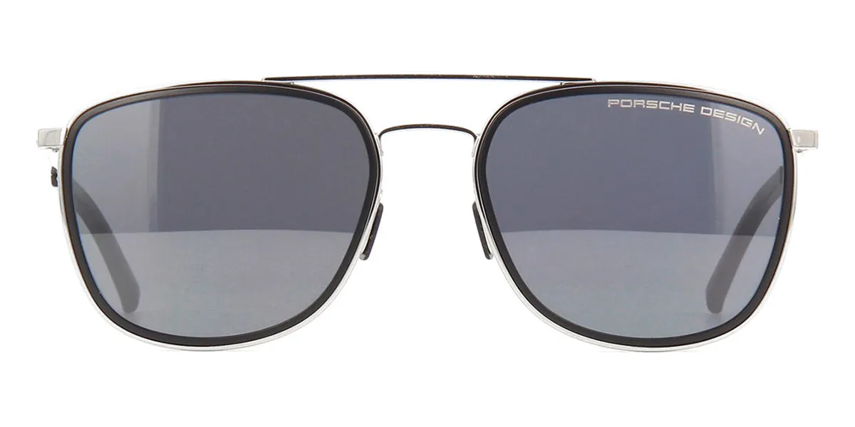 Porsche Design 8692 B Silver and Black Aviators with Grey Lenses