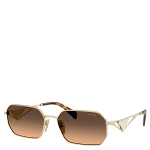 PRADA PRA51 Triangle Rectangle Sunglasses, Gold
