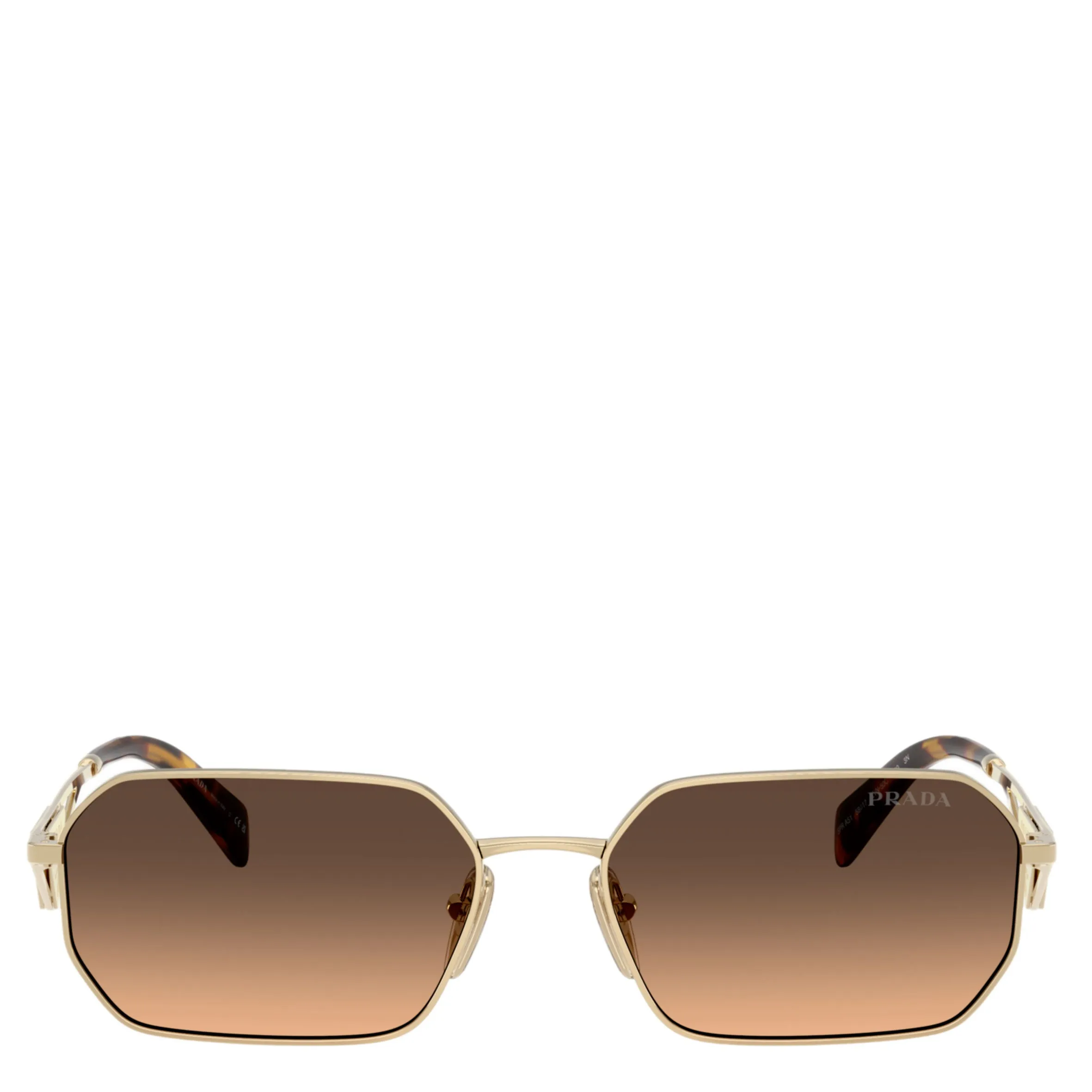 PRADA PRA51 Triangle Rectangle Sunglasses, Gold