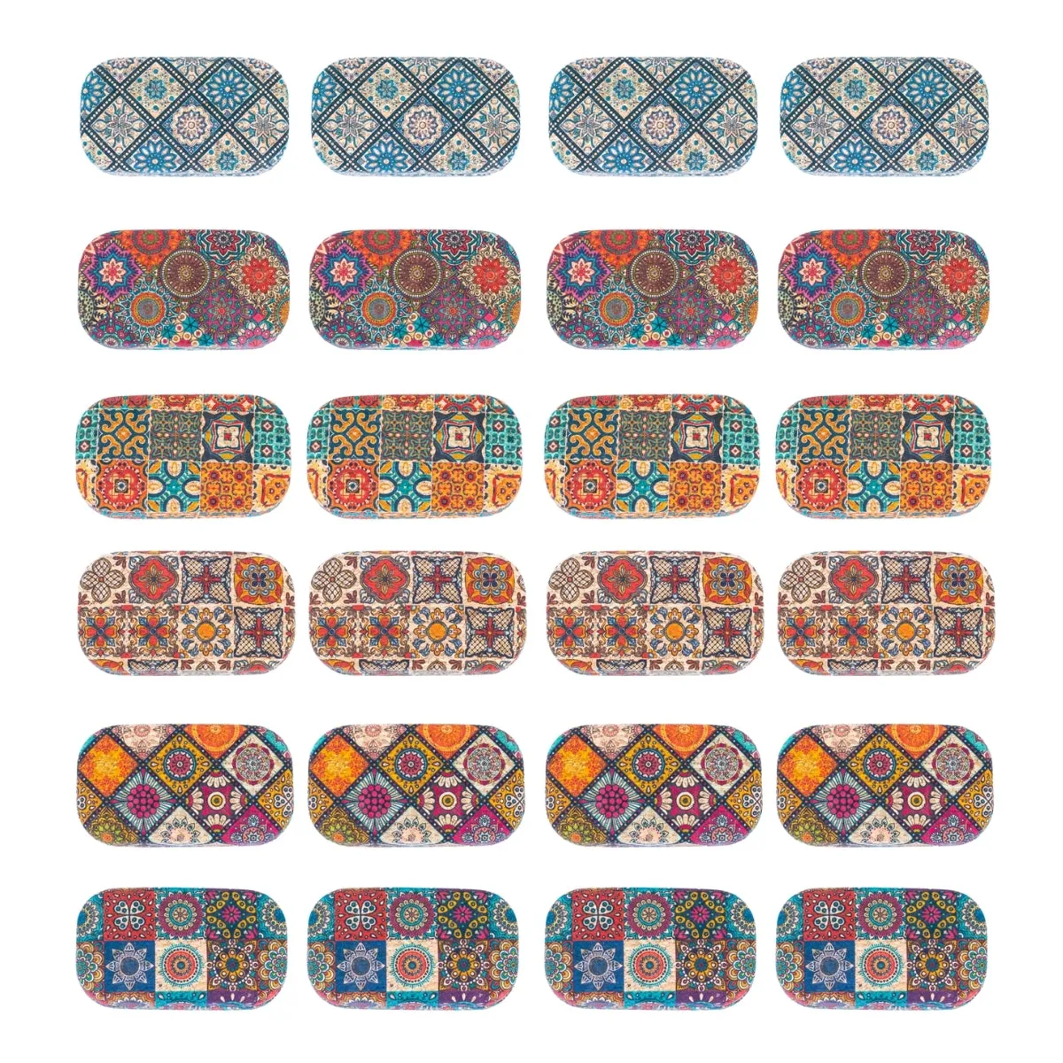 Printed Cork Contact Lens Case , Compact Design with Mirror （24units）L-105-MIX-24