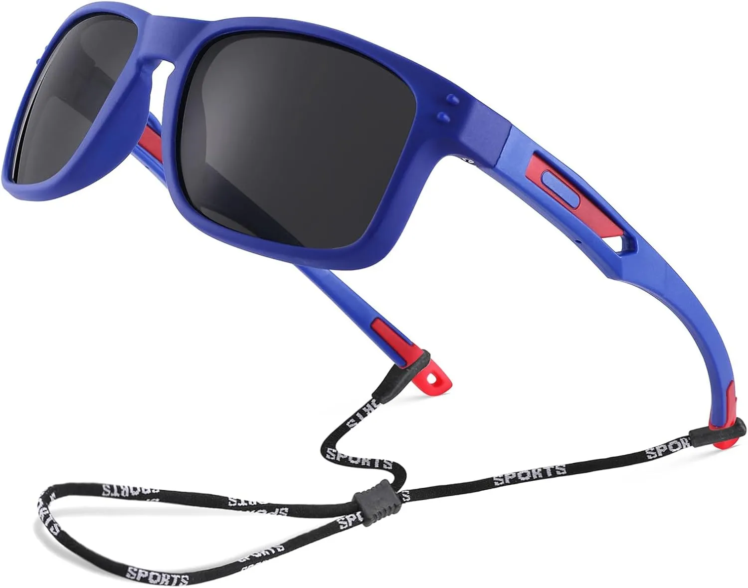 Pro Acme Kids Polarized Sunglasses，Unbreakable Flexible Rectangular Frame Sports Boys Girls Sun Glass with Strap Age 4-12