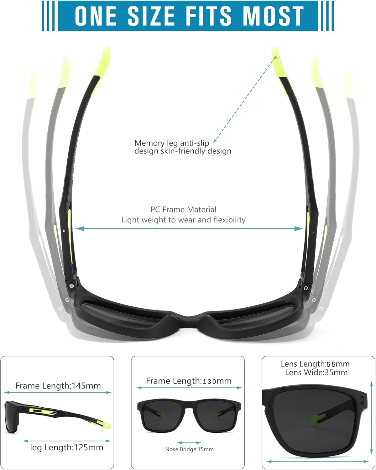 Pro Acme Kids Polarized Sunglasses，Unbreakable Flexible Rectangular Frame Sports Boys Girls Sun Glass with Strap Age 4-12