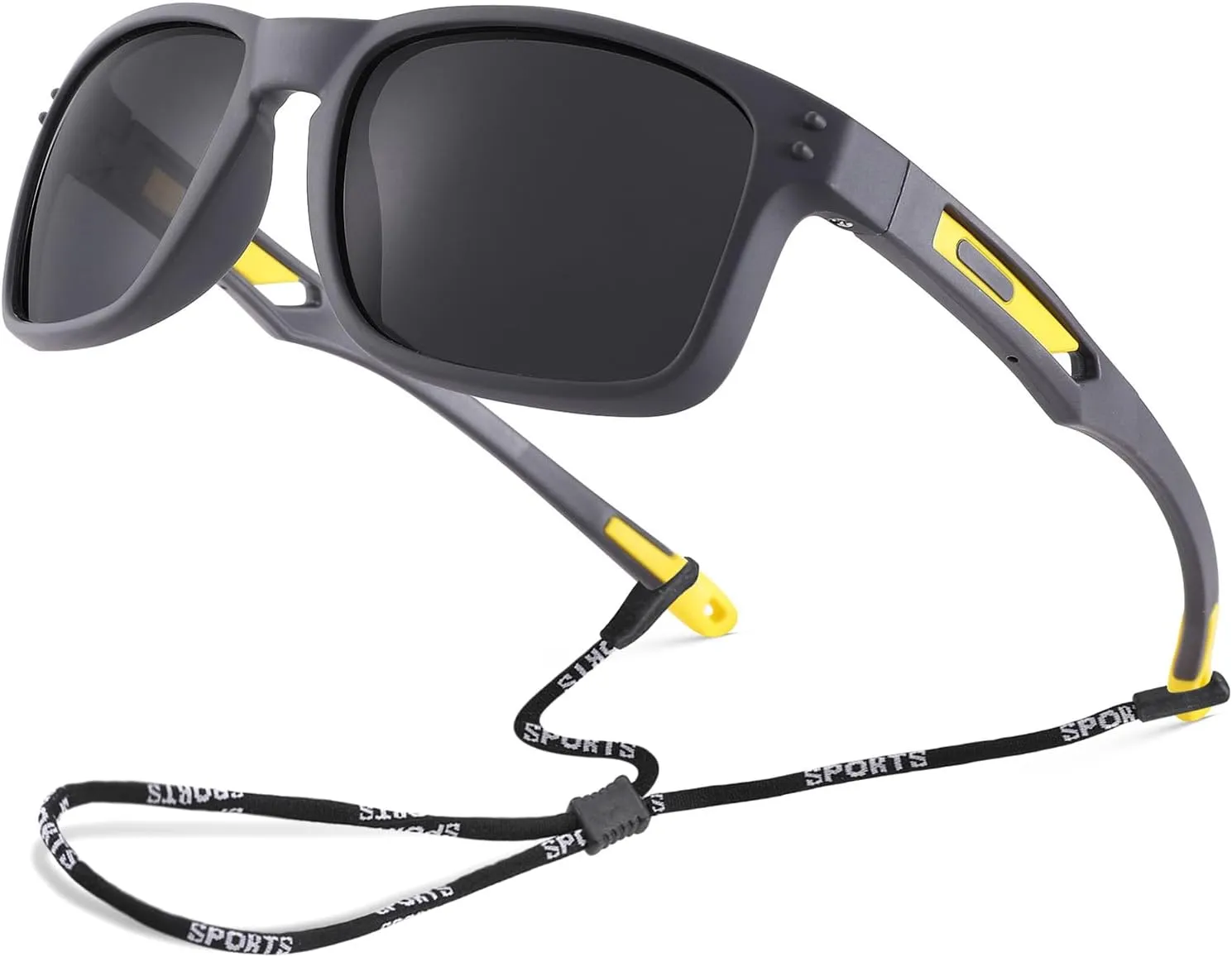 Pro Acme Kids Polarized Sunglasses，Unbreakable Flexible Rectangular Frame Sports Boys Girls Sun Glass with Strap Age 4-12