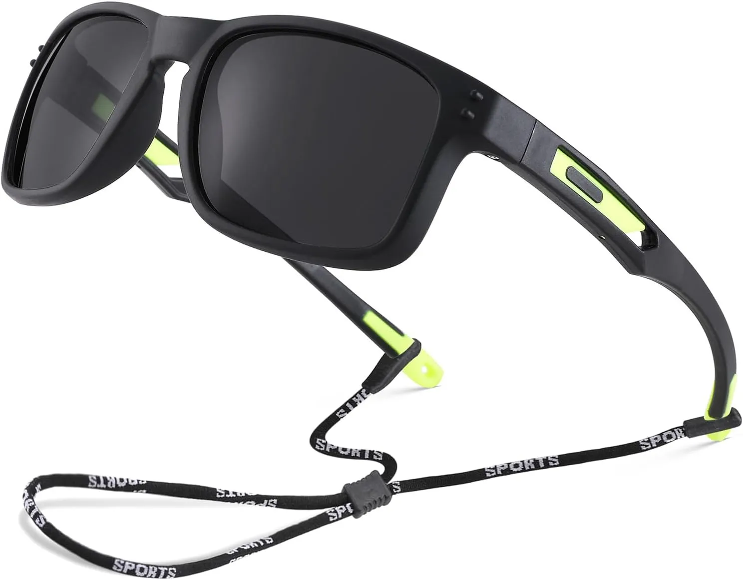 Pro Acme Kids Polarized Sunglasses，Unbreakable Flexible Rectangular Frame Sports Boys Girls Sun Glass with Strap Age 4-12