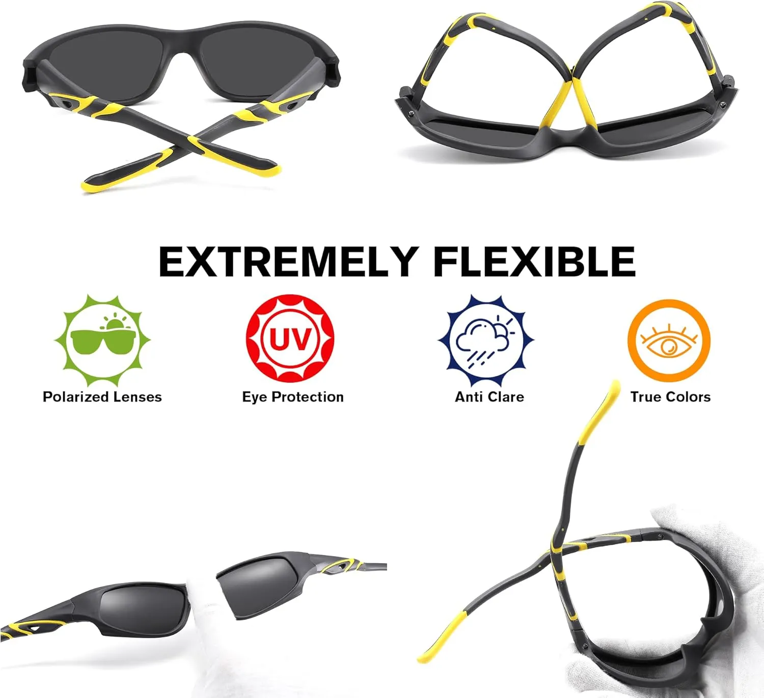 Pro Acme Kids Sunglasses for Boys Girls, Polarized Sports Baseball Sunglasses Unbreakable Shades for Children Age 4-10