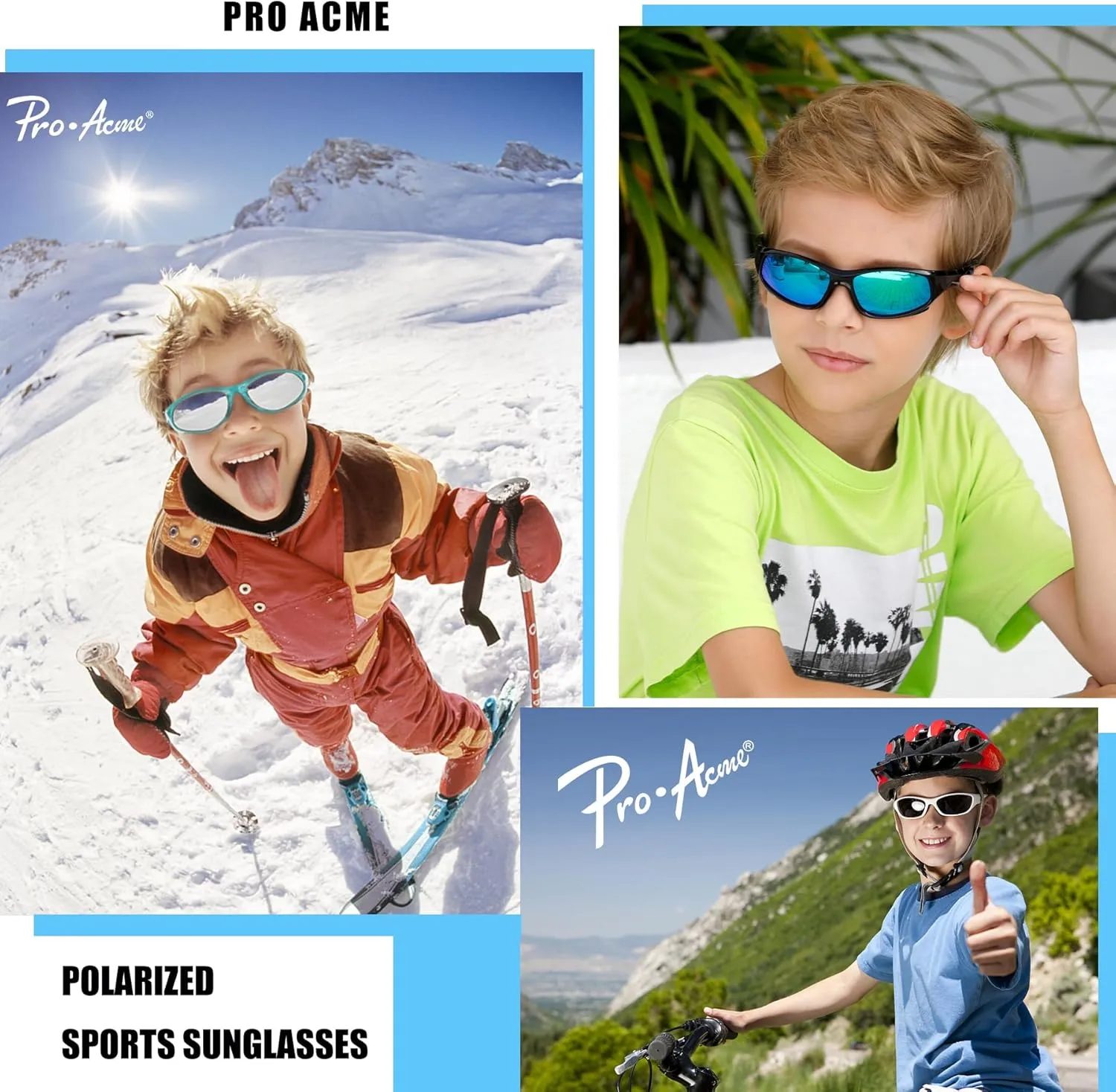 Pro Acme Kids Sunglasses for Boys Girls, Polarized Sports Baseball Sunglasses Unbreakable Shades for Children Age 4-10