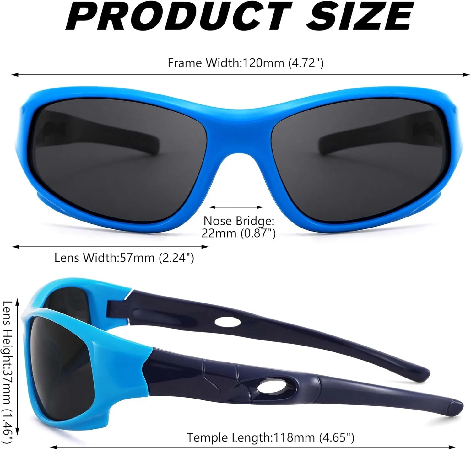 Pro Acme Kids Sunglasses for Boys Girls, Polarized Sports Youth Sunglasses with Strap for Kids Ages 3-12