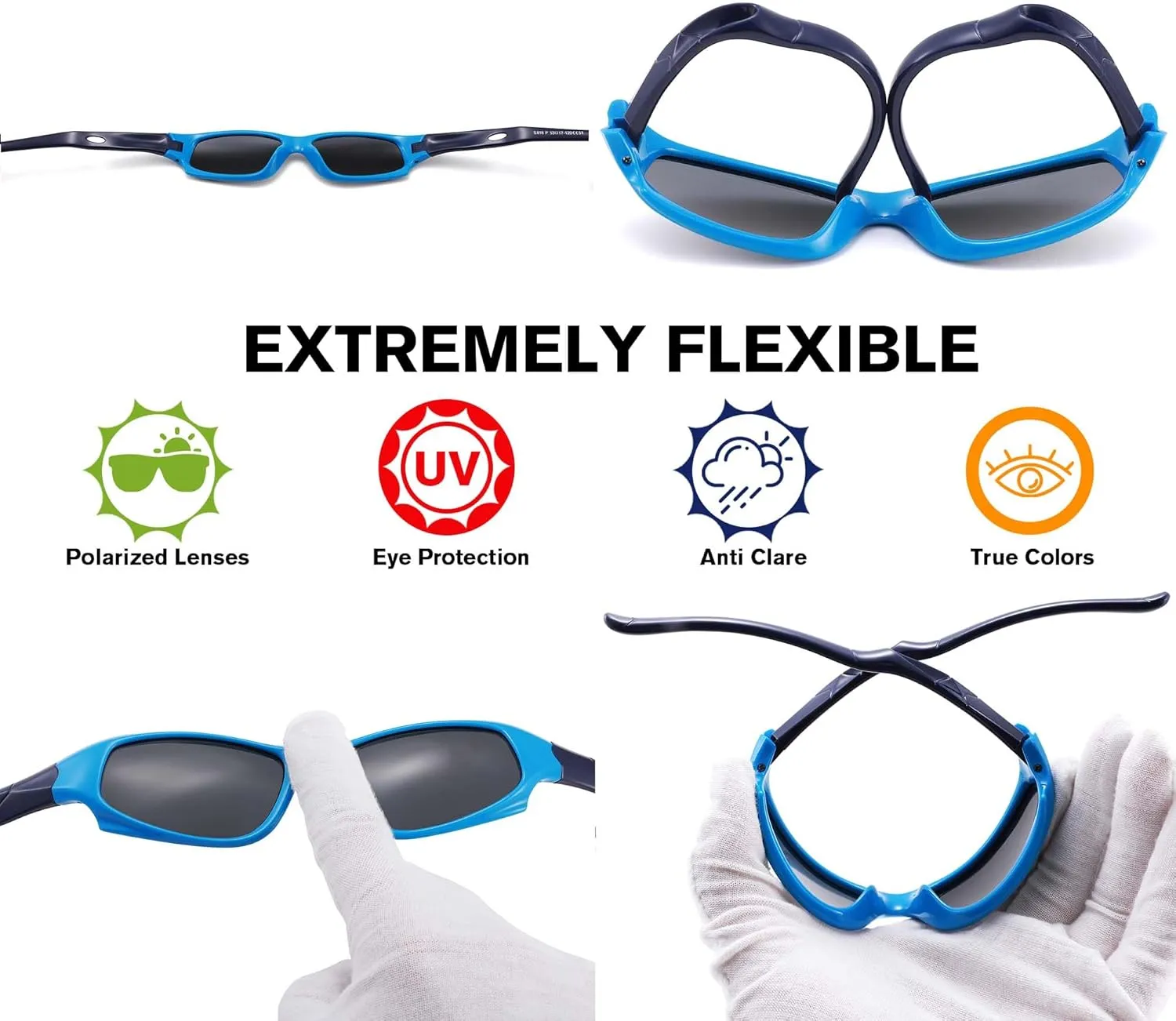 Pro Acme Kids Sunglasses for Boys Girls, Polarized Sports Youth Sunglasses with Strap for Kids Ages 3-12