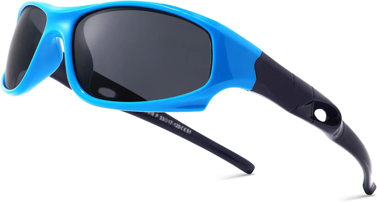 Pro Acme Kids Sunglasses for Boys Girls, Polarized Sports Youth Sunglasses with Strap for Kids Ages 3-12