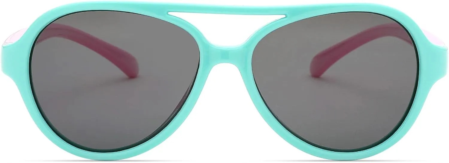 Pro Acme Polarized TPEE Durable Aviator Kids Sunglasses for Boys Girls Soft Rubber Flexible Frame Protective Eyewear Age 3-8
